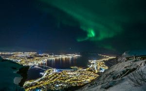 northern lights panorama Tromsø