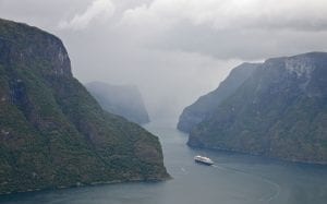 norway in a nutshell fjords grey cruise misty clouds sky
