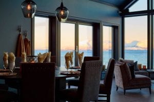 Set dining table of Lyngen Experience Lodge in Lyngen, Norway