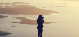 midnight sun viewpoint of tromso archipelago under midnight sun light