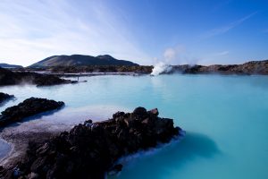 Blue Lagoon Hot Springs blue sky and blue water